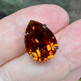 Vintage Swarovski 4320 Pear Crystals (15x11mm) in Silver-Plated Open Back Settings – Madeira & Dark Smoked Topaz