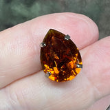 Vintage Swarovski 4320 Pear Crystals (15x11mm) in Silver-Plated Open Back Settings – Madeira & Dark Smoked Topaz