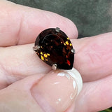 Vintage Swarovski 4320 Pear Crystals (15x11mm) in Silver-Plated Open Back Settings – Madeira & Dark Smoked Topaz