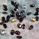 Rhodolite Garnet Faceted Gemstone, CZ 8x6mm Oval, With Settings