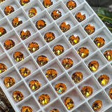 Dark Orange 34ss  - 7mm Swarovski Crystal Rhinestone, with Settings, Bead Embroidery (4 Pieces)