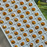 Dark Orange 34ss  - 7mm Swarovski Crystal Rhinestone, with Settings, Bead Embroidery (4 Pieces)