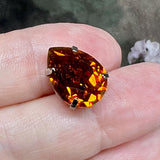 Vintage Swarovski 4320 Pear Crystals (15x11mm) in Silver-Plated Open Back Settings – Madeira & Dark Smoked Topaz