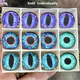 18mm Glass Eyes in Bezel Settings – Cat Eye & Round Pupil Craft Supplies for Polymer Clay, Jewelry & Doll Making