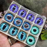18mm Glass Eyes in Bezel Settings – Cat Eye & Round Pupil Craft Supplies for Polymer Clay, Jewelry & Doll Making