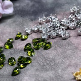 Olivine 6x4mm Pear Shape Swarovski Crystal Rhinestone, With Settings