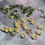 Olivine 6x4mm Pear Shape Swarovski Crystal Rhinestone, With Settings