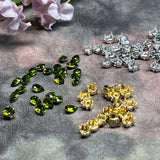 Olivine 6x4mm Pear Shape Swarovski Crystal Rhinestone, With Settings