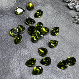 Olivine 6x4mm Pear Shape Swarovski Crystal Rhinestone, With Settings