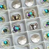 7mm 1098 Swarovski Crystal AB, 4 Pcs 34ss Crystal-Rhinestone with Settings