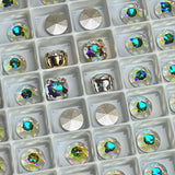 7mm 1098 Swarovski Crystal AB, 4 Pcs 34ss Crystal-Rhinestone with Settings