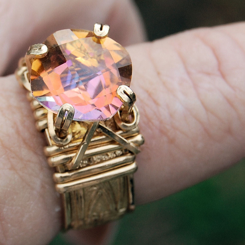 Fancy Band Prong Ring, Wire Wrap Jewelry Tutorial, Wire Wrap Ring Patt ...