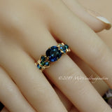 Bermuda Blue, Vintage Swarovski Crystal Handmade Ring, 14K GF, US Size 7.5