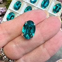 Genuine Swarovski Crystal, 1 Piece, Vintage Blue Zircon, 16x11mm 4100 Oval, with or without Setting