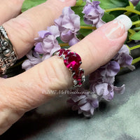 Fuchsia Red Ruby, Lab Created Stone, Handmade Ring  Sterling Silver US Size 7.5