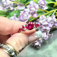 Ruby, Fuchsia Red Lab Created Stone, Handmade Ring, Made to Order