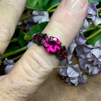 Ruby, Fuchsia Red Lab Created Stone, Handmade Ring, Made to Order