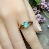 Pacific Opal, Genuine Swarovski Crystal, Handmade Ring, Pale Blue Green Opal, US Size 7