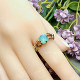 Pacific Opal, Genuine Swarovski Crystal, Handmade Ring, Pale Blue Green Opal, US Size 7