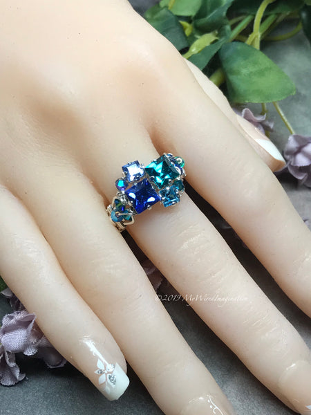 Multi-coloured Gemstone 7 Stone Ring 1.28ct
