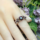 Iridescent Red, Swarovski Crystal Pearl Ring, Handmade Ring in Sterling Silver US Size 9