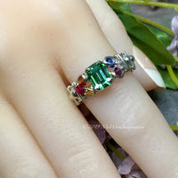 Crystal Chakra Ring, 7 Chakra Healing Colors, Handmade Ring Sterling Silver US Size 8