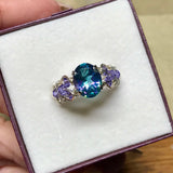 Peacock Rainbow Mystic Topaz Handmade Ring, VERY LAST in SS or 14KGF, Unique Engagement, Made to Order