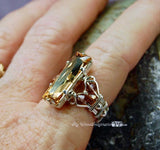 LAST One, Golden Shadow, Swarovski Crystal, Handmade Ring, Sterling Silver, US Size 7.5
