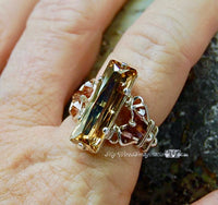 LAST One, Golden Shadow, Swarovski Crystal, Handmade Ring, Sterling Silver, US Size 7.5