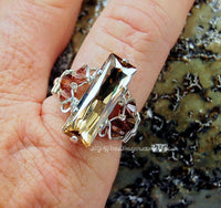 LAST One, Golden Shadow, Swarovski Crystal, Handmade Ring, Sterling Silver, US Size 7.5