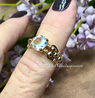 Round Opalescent Topaz, Mercury Mystic Topaz, Handmade Ring, Made to Order