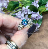 Genuine Mystic Topaz, Rainbow Blue Mystic Topaz Handmade Ring Sterling Silver US Size 7