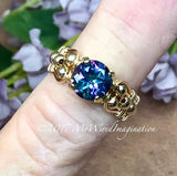 Rainbow Blue Mystic Topaz, Genuine Mystic Topaz, Handmade Ring 14 K GF US Size 6