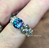Genuine Mystic Topaz, Rainbow Blue Mystic Topaz Handmade Ring Sterling Silver US Size 7