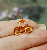6 pcs, 8mm Red Brass Sew On Setting, for 4470, 4471 & 4671 Cushion Cut Crystals & Stones