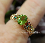 Genuine Peridot 14K GF Wire Wrapped Ring, August Birthstone, US Size 9
