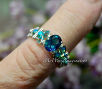 Petite Peacock Blue, Rainbow Mystic Topaz Handmade Ring, Made to Order