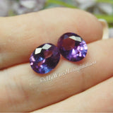 Alexandrite, Color Change, Lab-Grown, Lab-Created Faceted Gemstone, 11x9 Oval, SP or GP Setting  June Birthstone