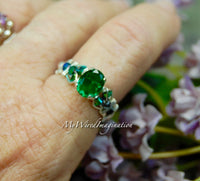 Green Topaz, Handmade Ring, Genuine Green Topaz Sterling Silver US Size 7.5