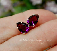 Swarovski Amethyst, Transparent 10x7mm, 2 Pieces, 4320 Pear Shape, Sew On, Silver or Gold Plated Setting
