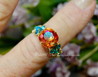 Fiery Astral Pink, Swarovski Crystal, Handmade Ring, Made to Order