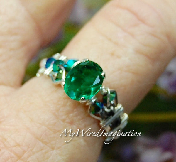 Green Topaz, Handmade Ring, Genuine Green Topaz Sterling Silver US Size 7.5