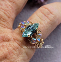 Swarovski Alexandrite, Hand Crafted Ring, Wire Wrapped, 14K GF US Size 6.5