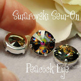 18mm Peacock Eye Rivoli, 1122 Swarovski Crystal Rhinestone With Setting