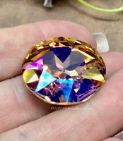27mm Genuine Swarovski Crystal Amber Blush, 1201 Round Crystal, Available With or Without Setting