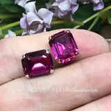 Fuchsia 12x10mm Octagon, Vintage Swarovski Crystal art 4610 With Setting