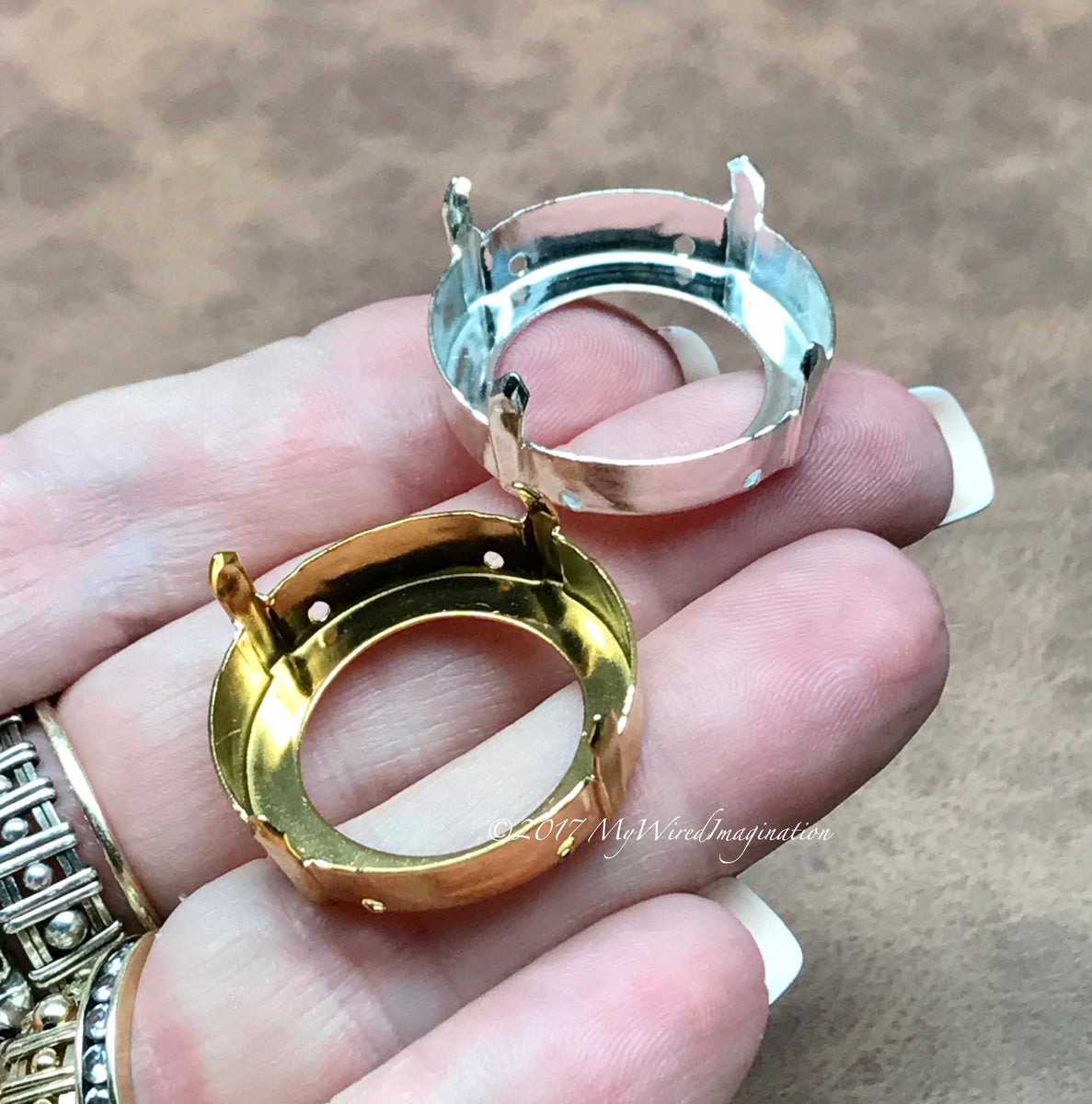 27mm Sew On Setting, 1201 Round Crystal Setting, Silver or Gold Plated ...