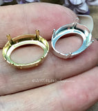 2 pcs Silver or Gold Plated Settings, Fits Oval Shape 4120 Crystals 18x13mm
