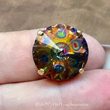 18mm Peacock Eye Rivoli, 1122 Swarovski Crystal Rhinestone With Setting