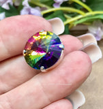 18mm Vitrail Medium Rivoli, Genuine Swarovski Crystal, With Silver or Gold Plated Setting